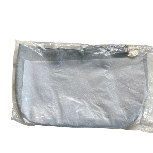 NWT Badgley Mischka Vegan Leather Tote Bag Gray Carryall Open Top MSRP $139 - Picture 2 of 7